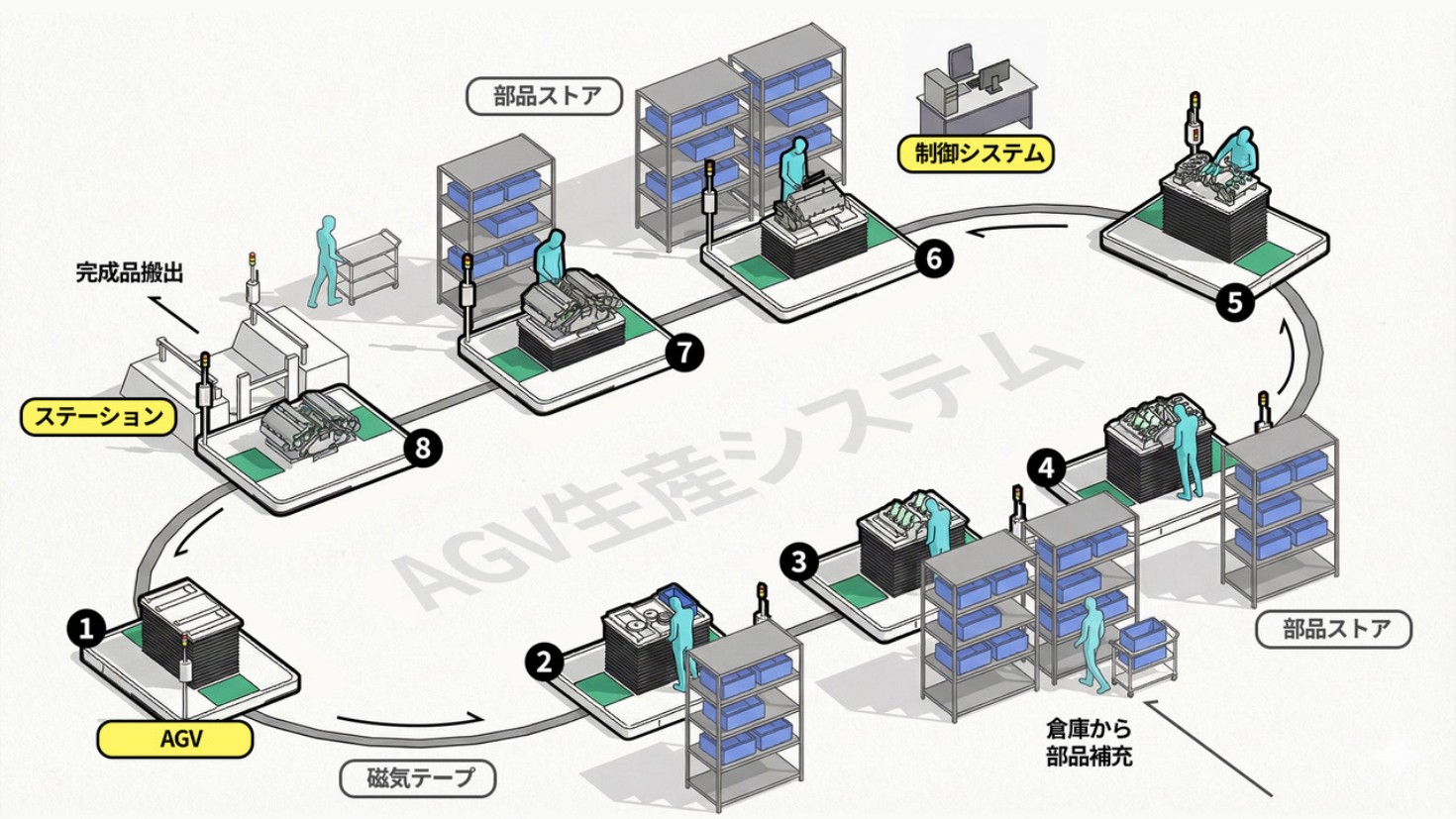 AGV生産システムのイメージ